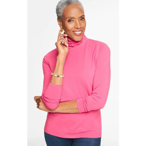 TALBOTS Womens Ivory Cotton Layering Classic Turtleneck Sz Medium - Picture 2 of 8